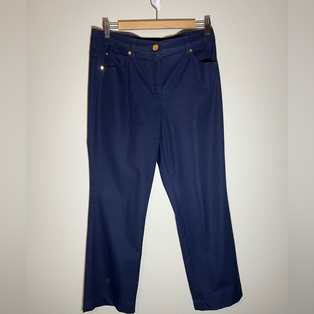 Escada Pants Chino Navy Blue Cotton Blend Straight Leg Women's Sz 38 (US M) EUC